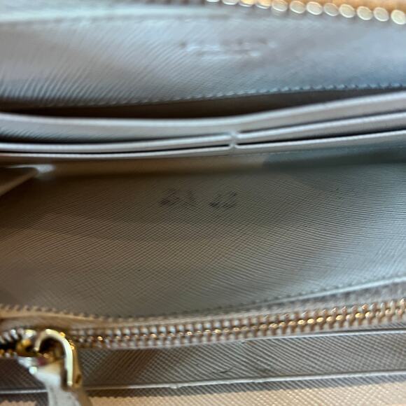 PRADA Continental Floral Appliqué Saffiano Leather Wallet - Picture 7 of 14